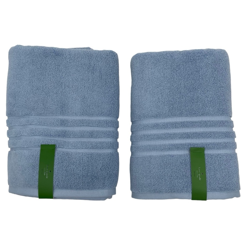 Kate Spade New York Dusty Blue Bath Towel Set of 2 NWT